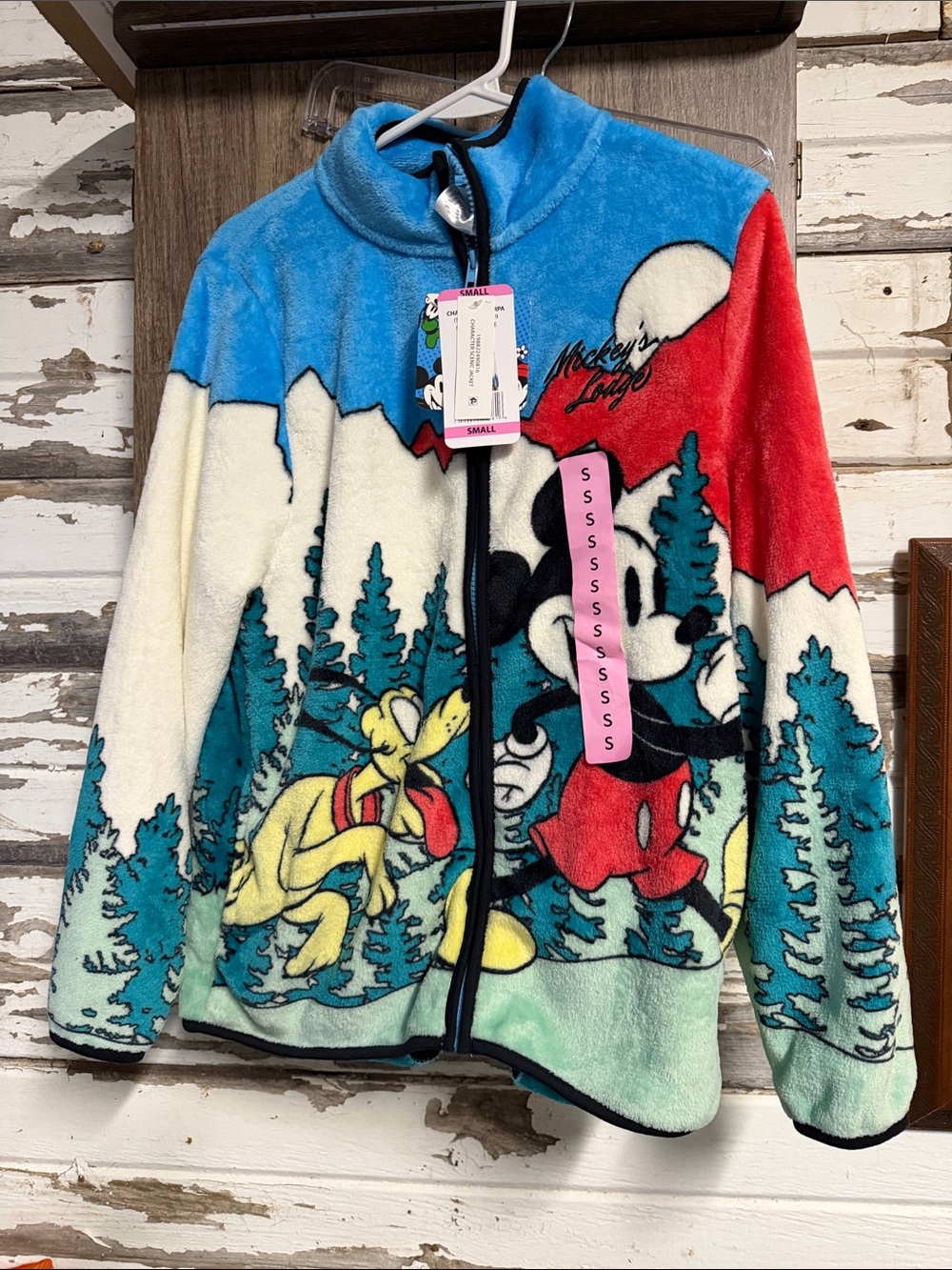 Disney Mickey & Pluto Teddy Jacket in Blue Red Cream